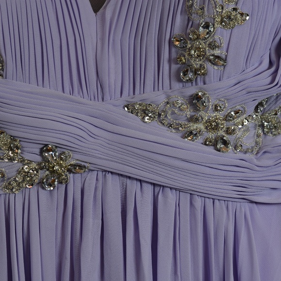 Lilac Beaded Sequin Rhinestone Gown SZ 14 NWT - Picture 6 of 16